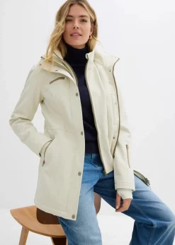 bonprix Jacken & Mäntel|Bekleidung·Hosen^wasserabweisende Stretch-Softshell-Longjacke schilfsand