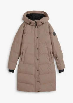bonprix Nachhaltigere Materialien|Jacken & Mäntel^wasserabweisender Daunenmantel mit bedrucktem Innenfutter taupe