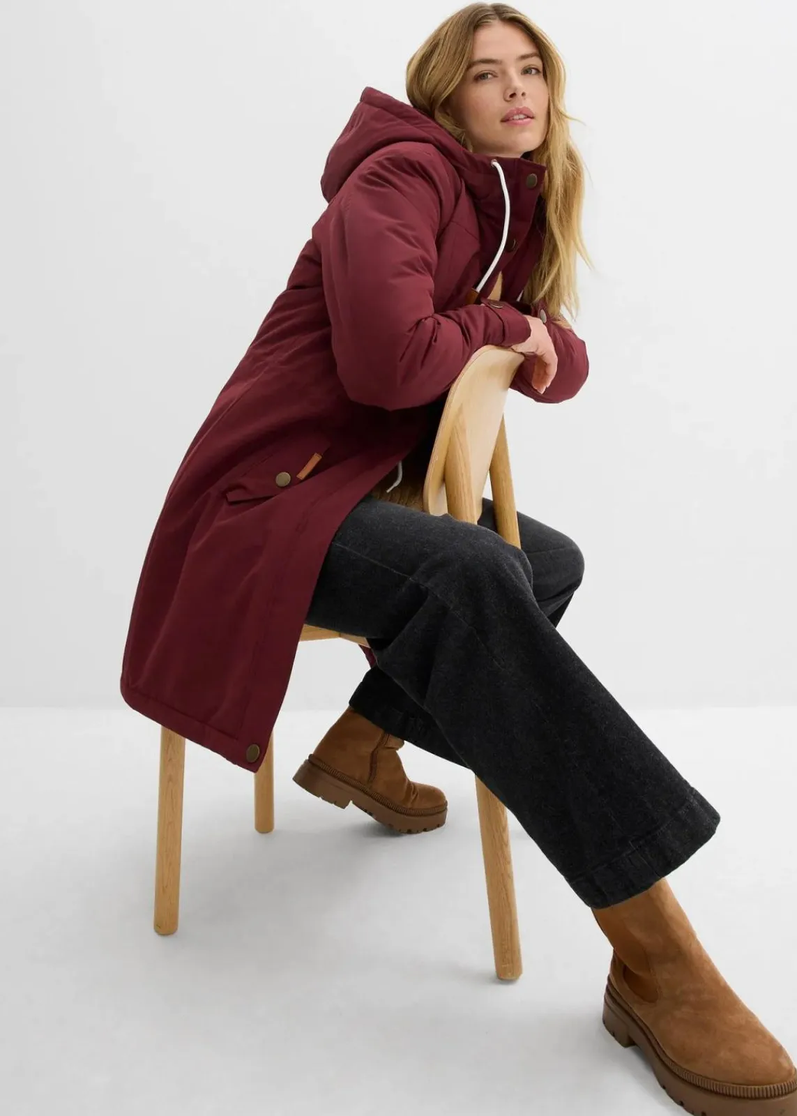 bonprix Jacken & Mäntel|Bekleidung·Hosen^wasserabweisender Outdoor-Mantel dunkelbeere