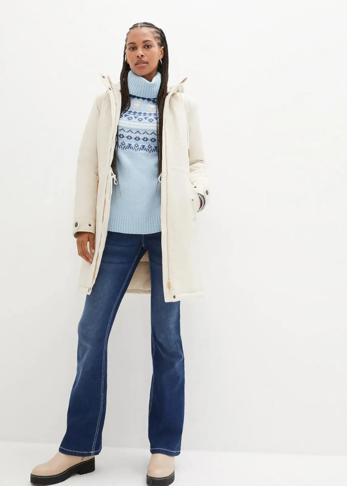 bonprix Bekleidung·Hosen|Jacken & Mäntel^wasserabweisender Outdoor-Mantel kieselbeige