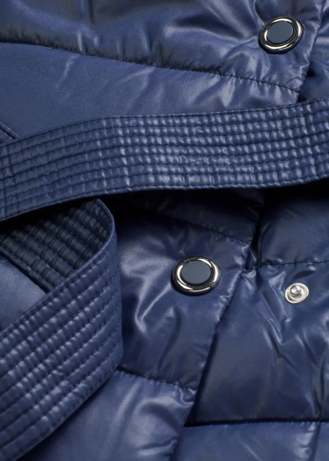 bonprix Bekleidung·Hosen|Jacken & Mäntel^wasserabweisender Steppmantel mit Wollimitat Besatz und Bindegürtel (2-tlg.) dunkelblau