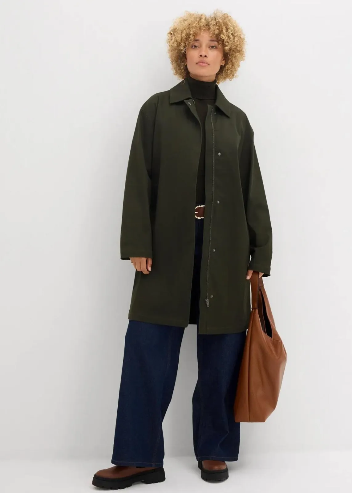 bonprix Jacken & Mäntel|Bekleidung·Hosen^Wasserabweisender Trenchcoat, Oversized nachtoliv
