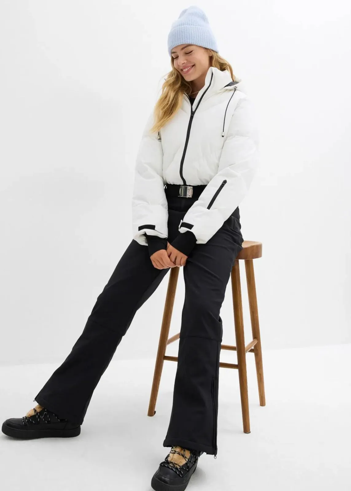 bonprix Bekleidung·Jumpsuits|Bekleidung·Homewear^wasserabweisender wattierter Funktions-Overall weiß/schwarz