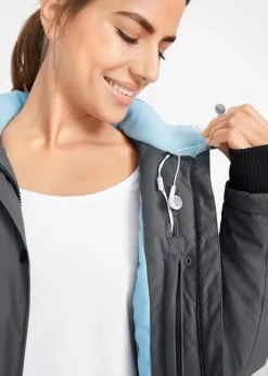bonprix Jacken & Mäntel|Bekleidung·Hosen^wasserdichte Funktions-Outdoor-Longjacke mit Kapuze anthrazit