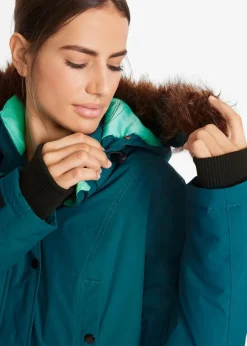 bonprix Bekleidung·Hosen|Jacken & Mäntel^wasserdichte Funktions-Outdoor-Longjacke mit Kapuze blaupetrol