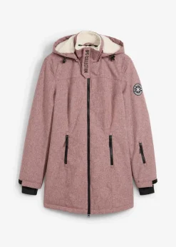 bonprix Bekleidung·Hosen|Jacken & Mäntel^wasserdichte Funktions-Outdoor-Longjacke mit Teddyfleece bordeaux meliert