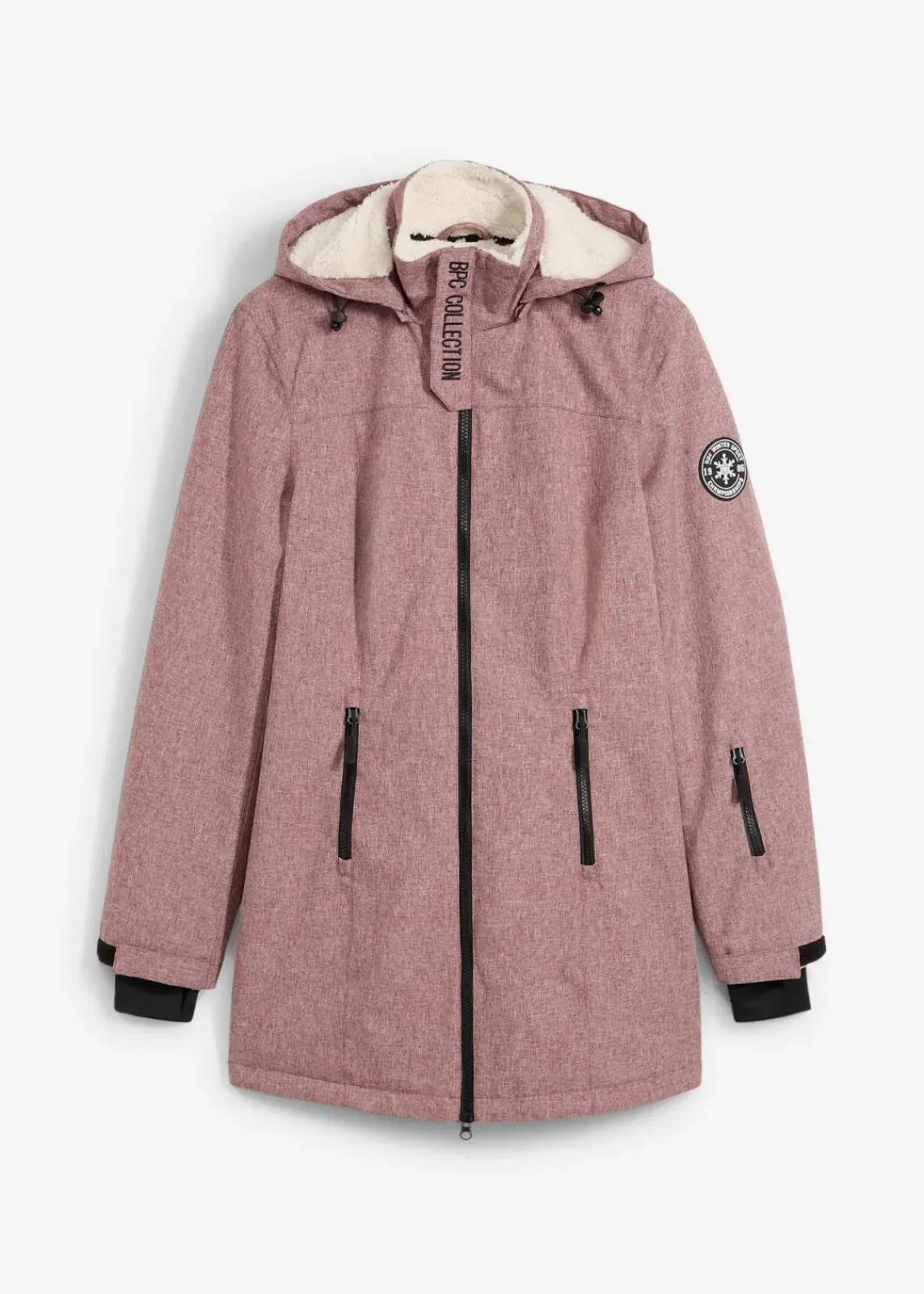 bonprix Bekleidung·Hosen|Jacken & Mäntel^wasserdichte Funktions-Outdoor-Longjacke mit Teddyfleece bordeaux meliert