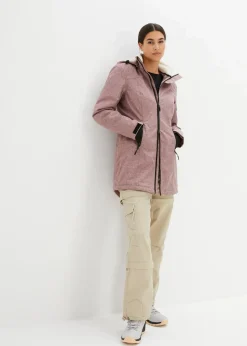 bonprix Bekleidung·Hosen|Jacken & Mäntel^wasserdichte Funktions-Outdoor-Longjacke mit Teddyfleece bordeaux meliert
