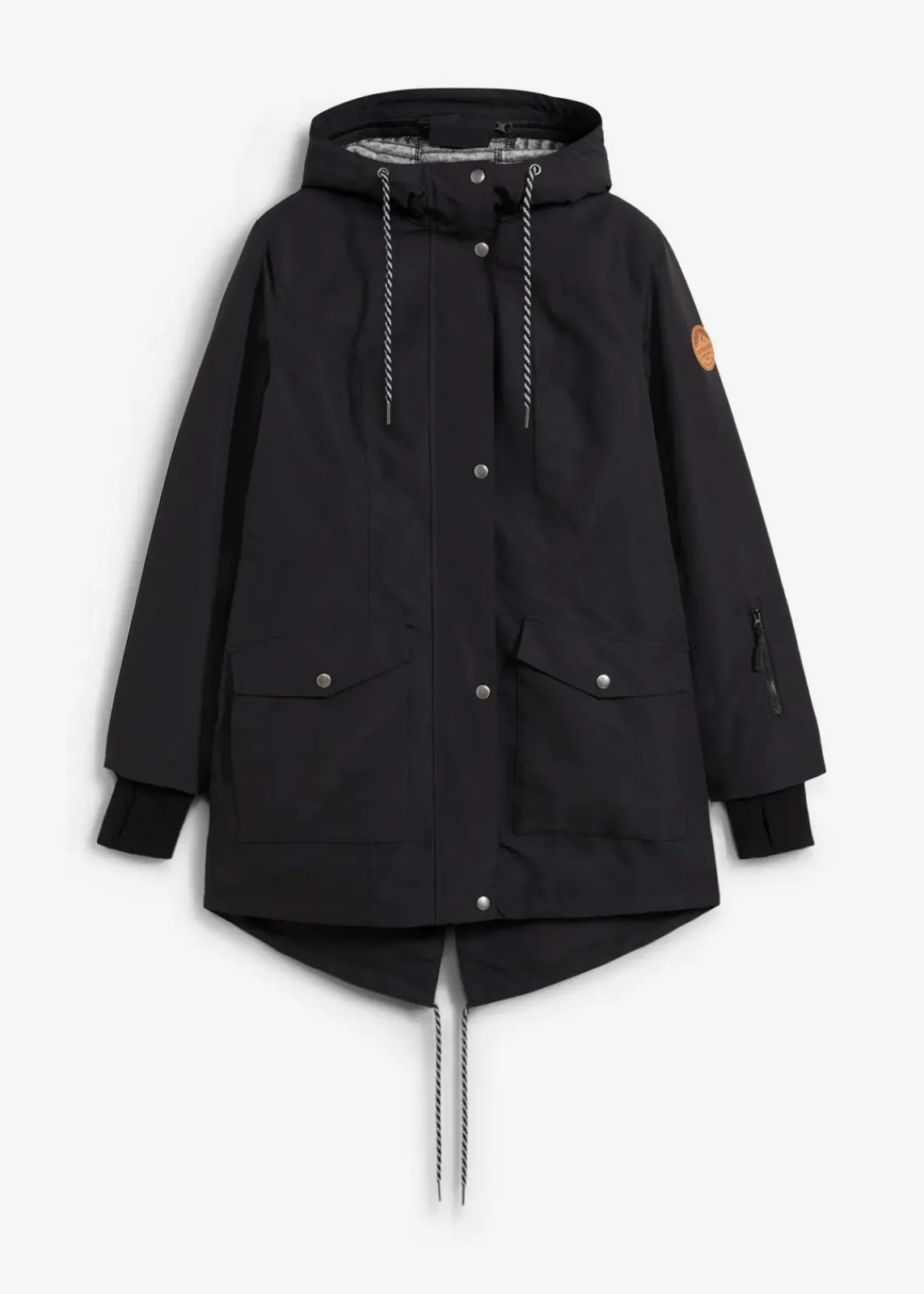 bonprix Bekleidung·Hosen|Thermobekleidung^wasserdichte 3in1 Longjacke mit praktischen Taschen schwarz/grau meliert