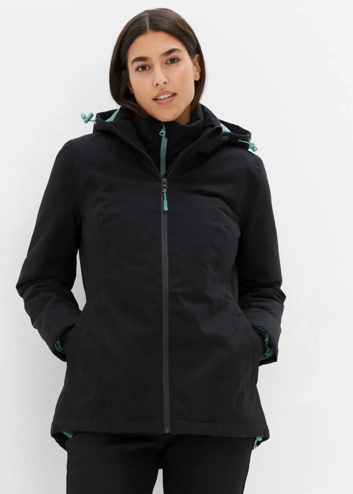 bonprix Jacken & Mäntel|Sportbekleidung^Wasserdichte 2in1 Optik Funktions-Jacke schwarz