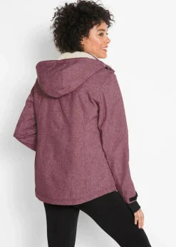 bonprix Jacken & Mäntel|Sportbekleidung^wasserdichte Outdoor-Funktions-Jacke mit Teddyfleece bordeaux meliert