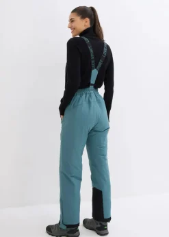 bonprix Hosen|Sportbekleidung^wasserdichte Ski Funktions-Thermohose mit abnehmbaren Trägern graugrün
