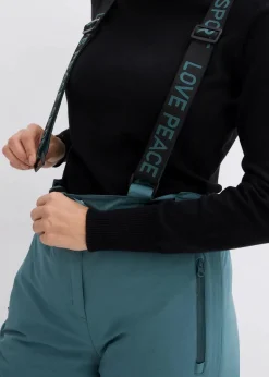 bonprix Hosen|Sportbekleidung^wasserdichte Ski Funktions-Thermohose mit abnehmbaren Trägern graugrün
