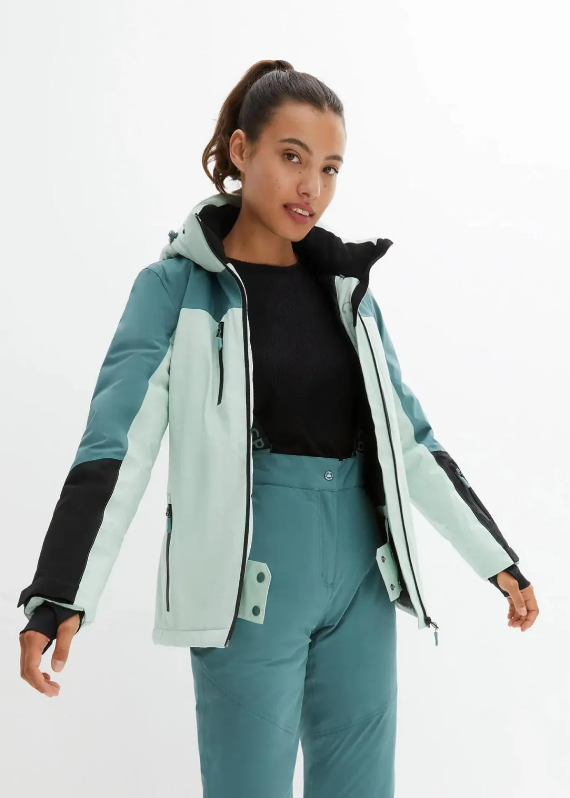 bonprix Nachhaltigere Materialien|Jacken & Mäntel^wasserdichte Ski Funktions-Jacke mit Belüftungsschlitzen hellschilf/graugrün