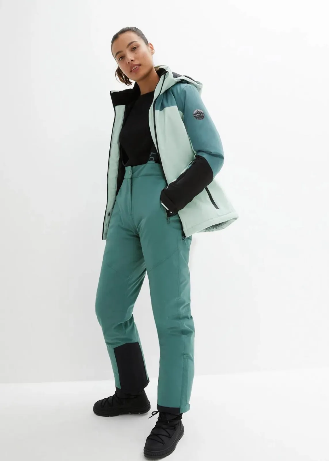 bonprix Nachhaltigere Materialien|Jacken & Mäntel^wasserdichte Ski Funktions-Jacke mit Belüftungsschlitzen hellschilf/graugrün