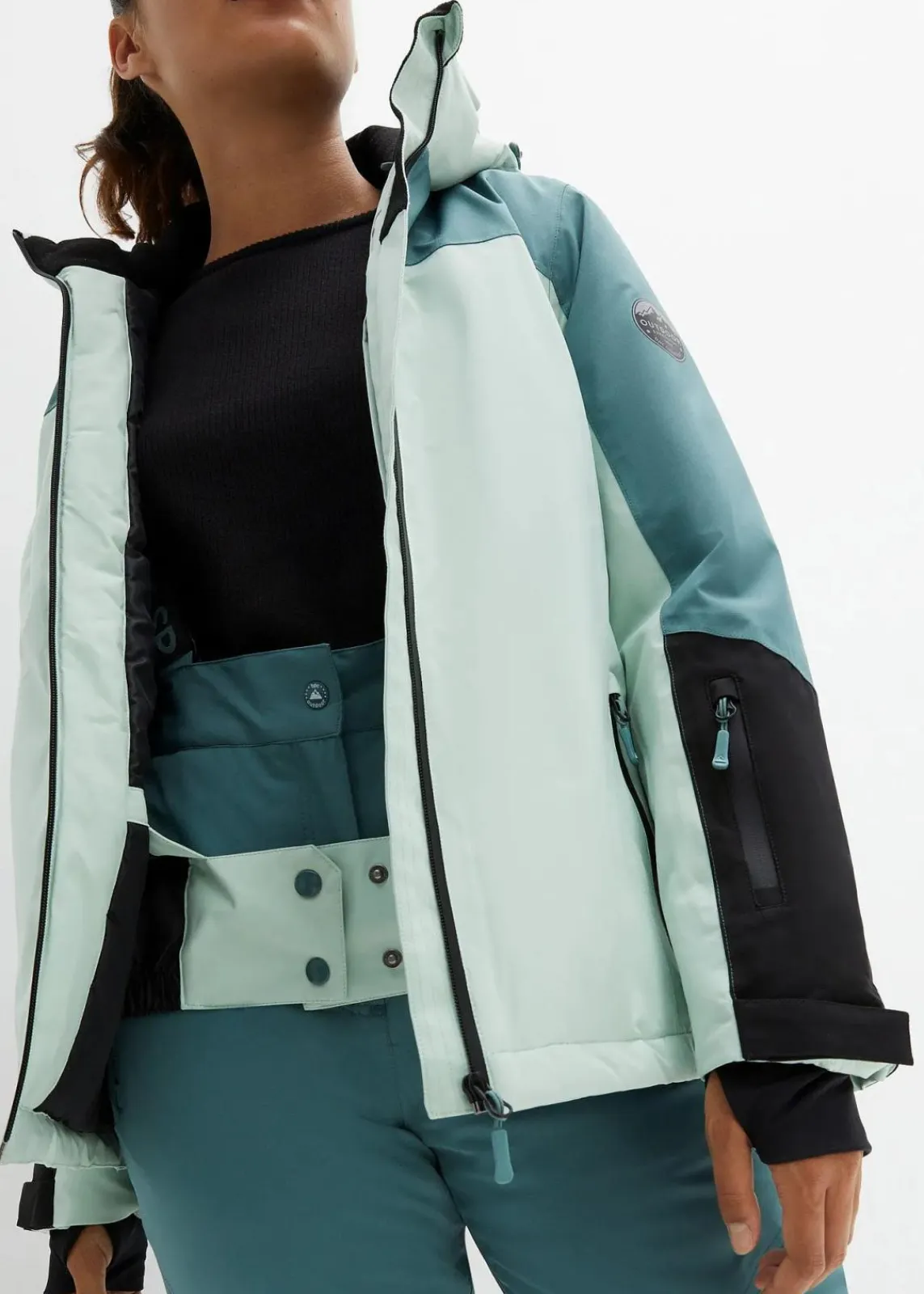 bonprix Nachhaltigere Materialien|Jacken & Mäntel^wasserdichte Ski Funktions-Jacke mit Belüftungsschlitzen hellschilf/graugrün