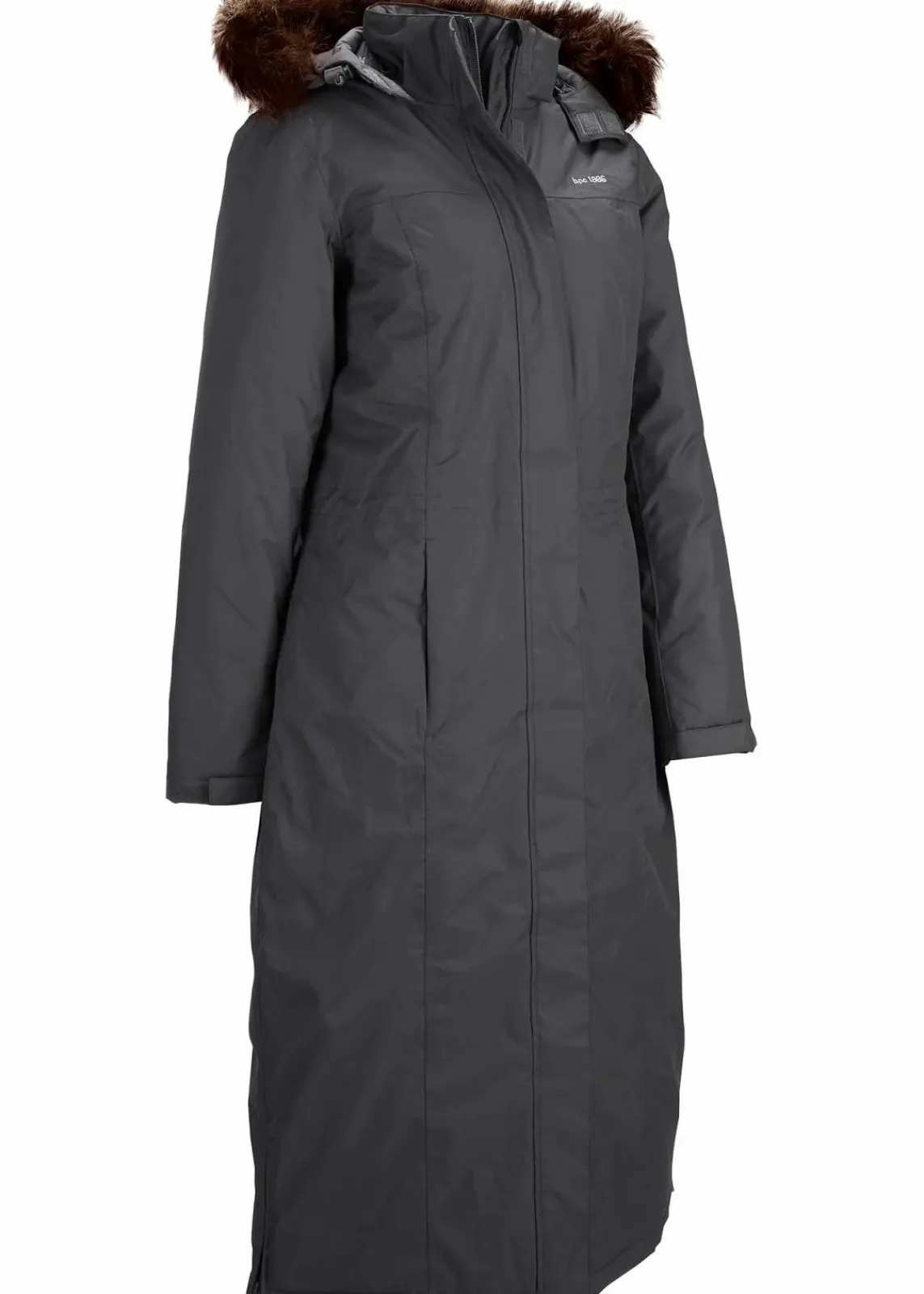 bonprix Jacken & Mäntel|Bekleidung·Hosen^wasserdichter Outdoor-Mantel mit Fellimitat schiefergrau