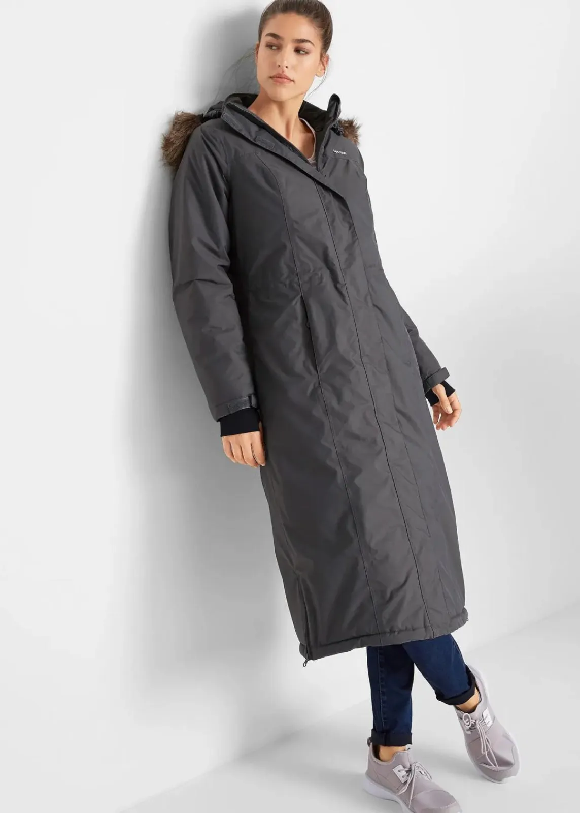 bonprix Jacken & Mäntel|Bekleidung·Hosen^wasserdichter Outdoor-Mantel mit Fellimitat schiefergrau