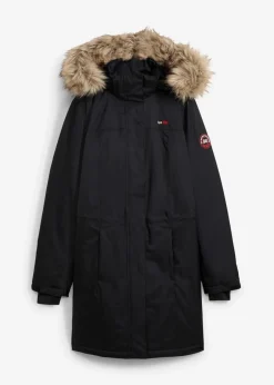 bonprix Bekleidung·Hosen|Jacken & Mäntel^wasserdichter, warmer Funktions-Outdoor-Mantel mit Fellimitat schwarz