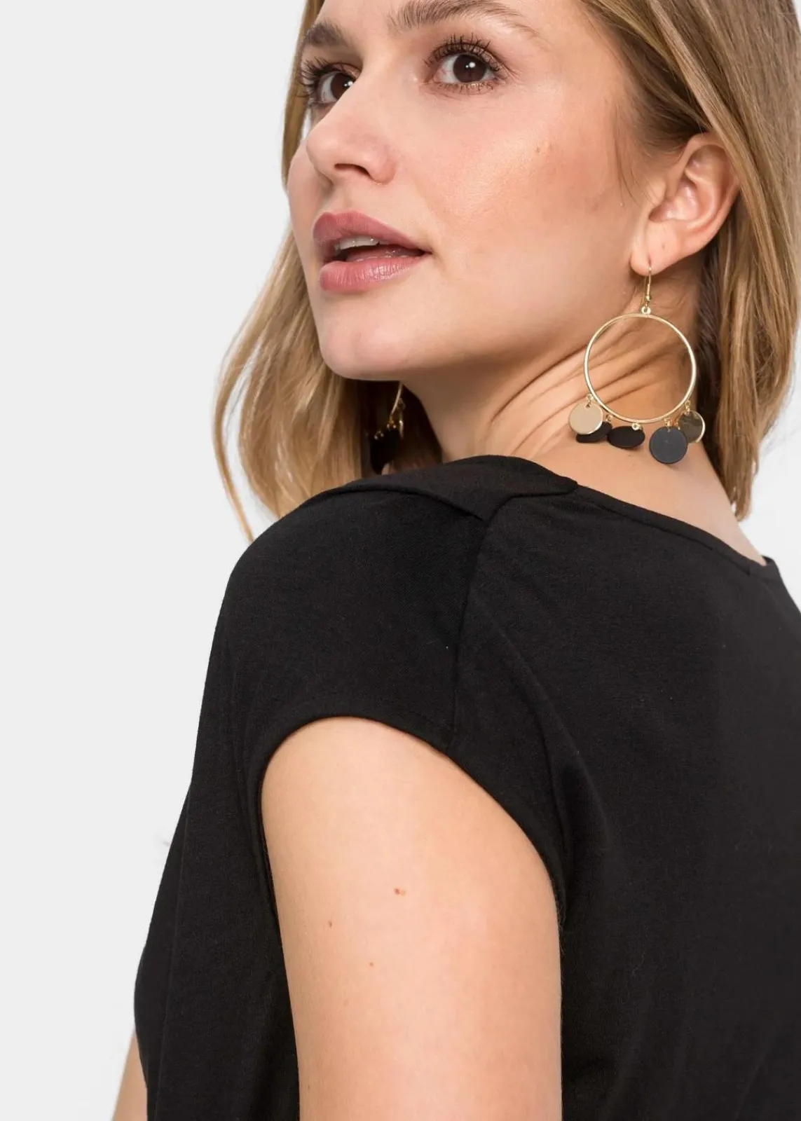 bonprix Shirts & Tops|Nachhaltigere Materialien^Wasserfall-Shirt aus Viskose-Mix schwarz