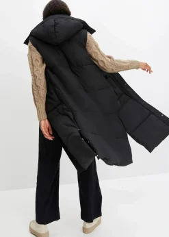 bonprix Nachhaltigere Materialien|Jacken & Mäntel^Wattierte Steppweste mit abnehmbarer Kapuze schwarz