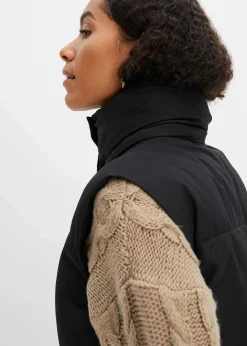 bonprix Nachhaltigere Materialien|Jacken & Mäntel^Wattierte Steppweste mit abnehmbarer Kapuze schwarz