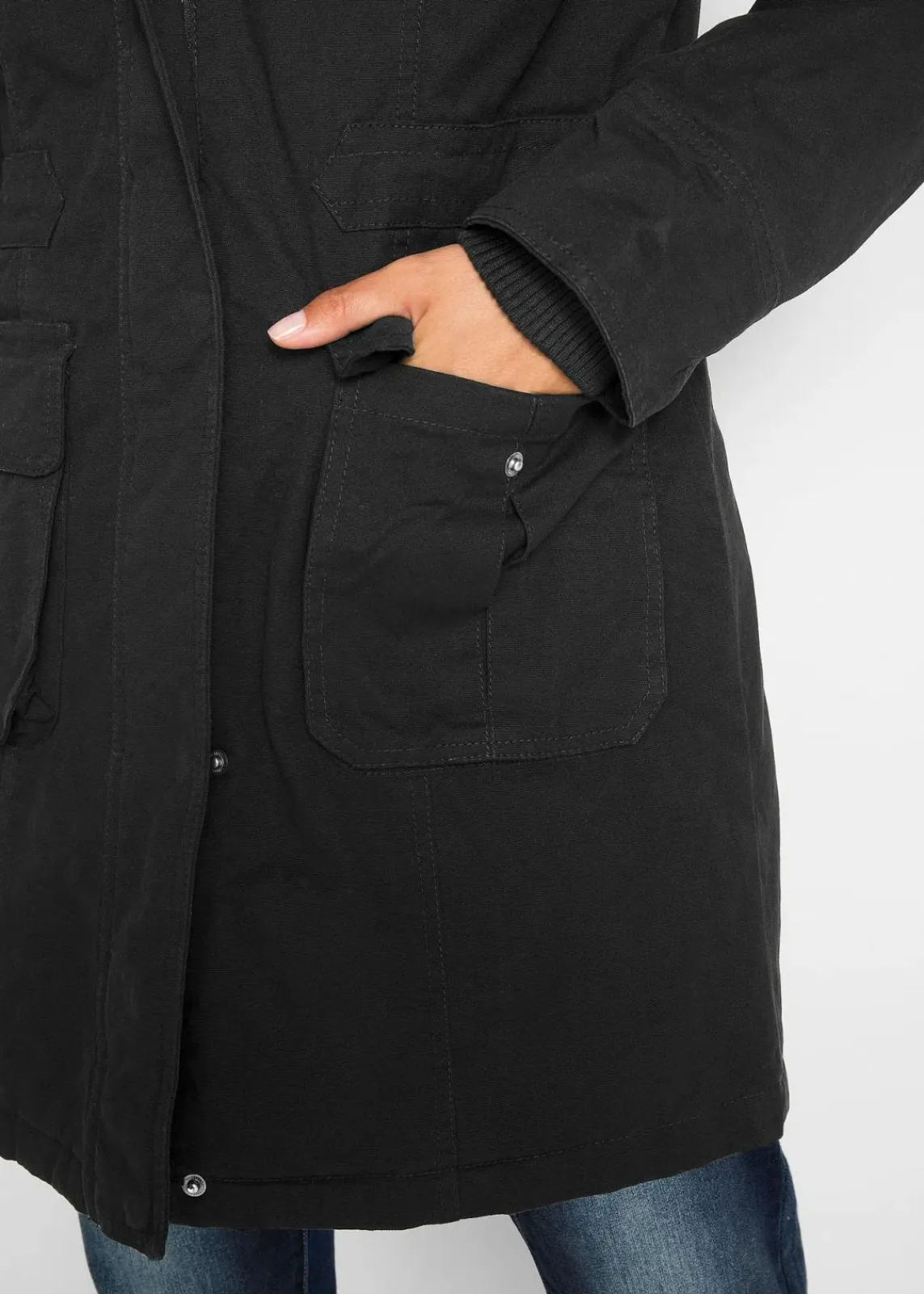 bonprix Bekleidung·Hosen|Jacken & Mäntel^Wattierter Baumwoll-Parka schwarz
