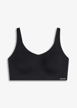 bonprix Bhs|Seamless^​​​​Wattierter Feel Comfort Lasercut T-Shirt BH ohne Bügel schwarz