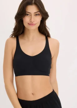 bonprix Bhs|Seamless^​​​​Wattierter Feel Comfort Lasercut T-Shirt BH ohne Bügel schwarz