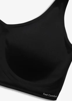 bonprix Bhs|Seamless^Wattierter Feel Comfort Lasercut T-Shirt BH ohne Bügel schwarz