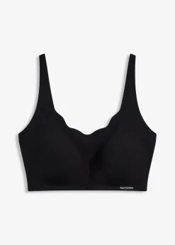 bonprix Seamless|Bhs^​​​​Wattierter Feel Comfort Lasercut T-Shirt BH ohne Bügel schwarz
