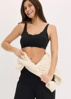 bonprix Seamless|Bhs^​​​​Wattierter Feel Comfort Lasercut T-Shirt BH ohne Bügel schwarz