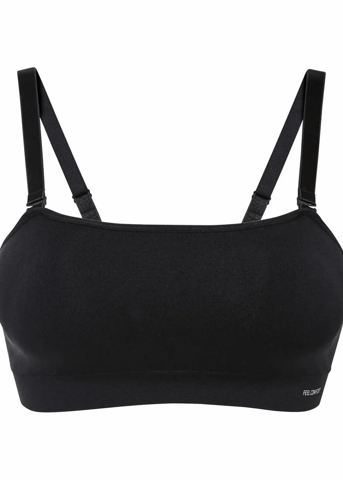 bonprix Bhs|Seamless^Wattierter Feel Comfort Seamless Bandeau-BH mit abnehmbaren Trägern schwarz