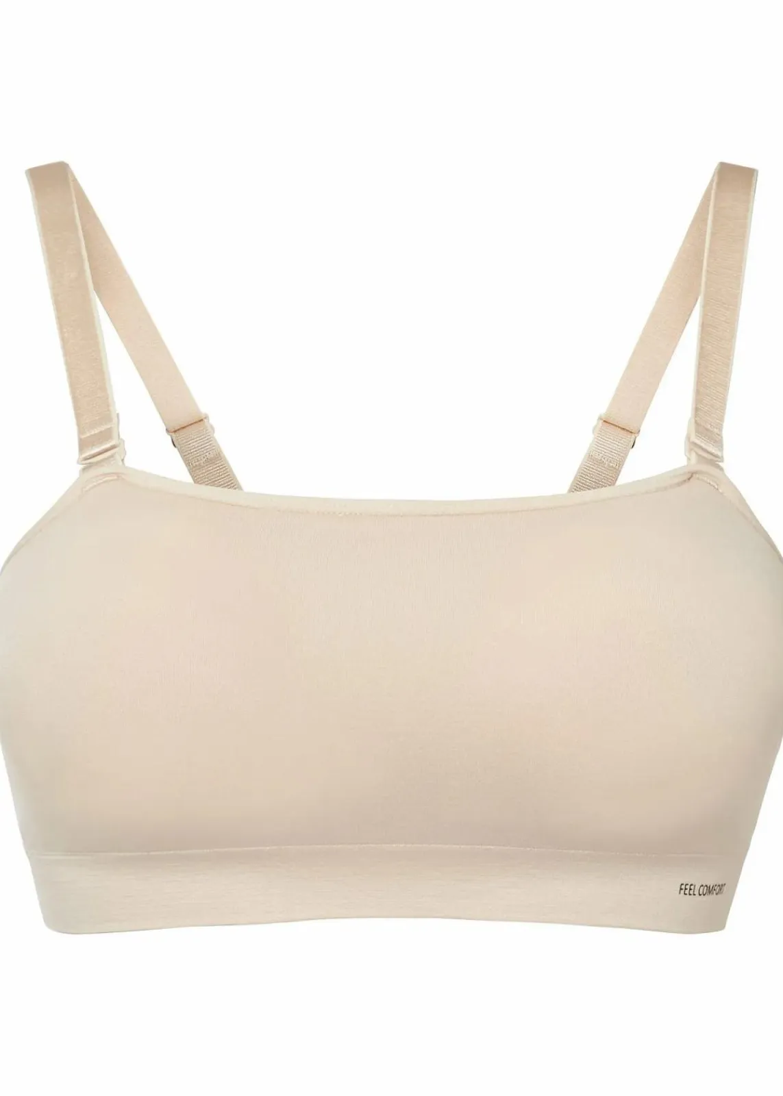 bonprix Seamless|Bhs^Wattierter Feel Comfort Seamless Bandeau-BH mit abnehmbaren Trägern sandbeige
