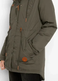 bonprix Jacken & Mäntel|Bekleidung·Hosen^Wattierter Parka mit Fellimitat-Besatz dunkeloliv
