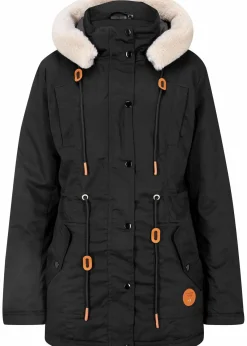 bonprix Bekleidung·Hosen|Jacken & Mäntel^Wattierter Parka mit Fellimitat-Besatz schwarz