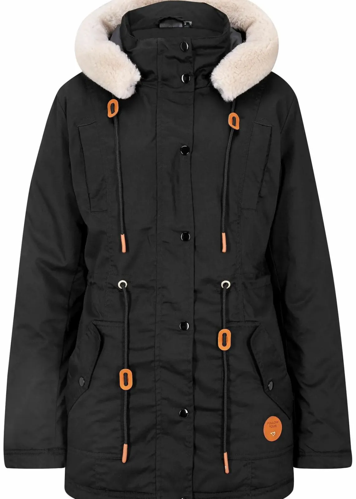bonprix Bekleidung·Hosen|Jacken & Mäntel^Wattierter Parka mit Fellimitat-Besatz schwarz