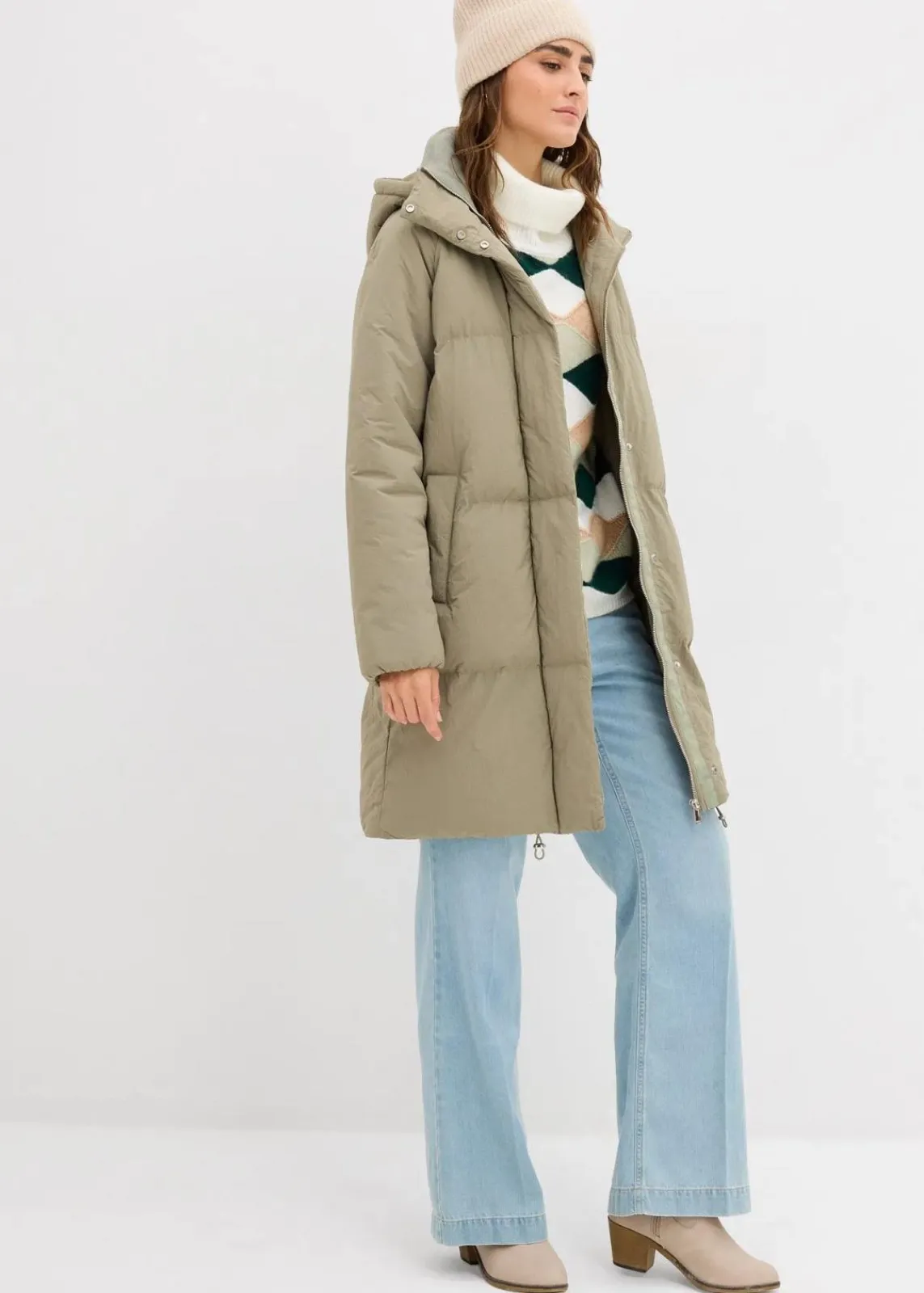 bonprix Bekleidung·Hosen|Jacken & Mäntel^Wattierter Steppmantel raucholiv