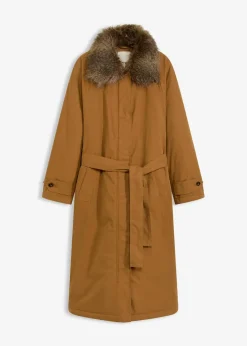 bonprix Bekleidung·Hosen|Jacken & Mäntel^Wattierter Trenchcoat mit abnehmbaren Fellkragen cognac braun