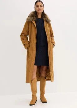 bonprix Bekleidung·Hosen|Jacken & Mäntel^Wattierter Trenchcoat mit abnehmbaren Fellkragen cognac braun