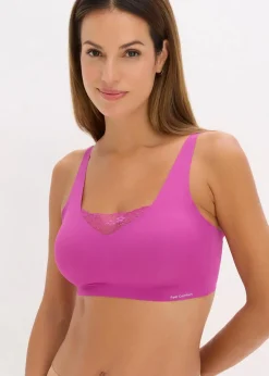 bonprix Nachhaltigere Materialien|Seamless^Wattiertes Feel Comfort Lasercut Bralette dunkelfuchsia