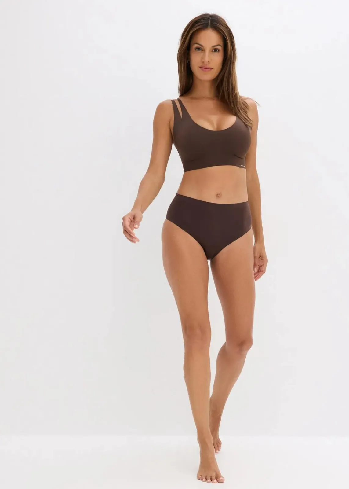 bonprix Nachhaltigere Materialien|Seamless^Wattiertes Feel Comfort Seamless Bralette dunkelbraun