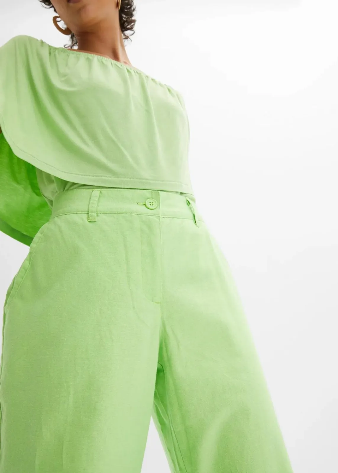 bonprix Hosen|Bekleidung·Kleider^Webhose aus Leinen-Baumwoll-Mix selleriegrün