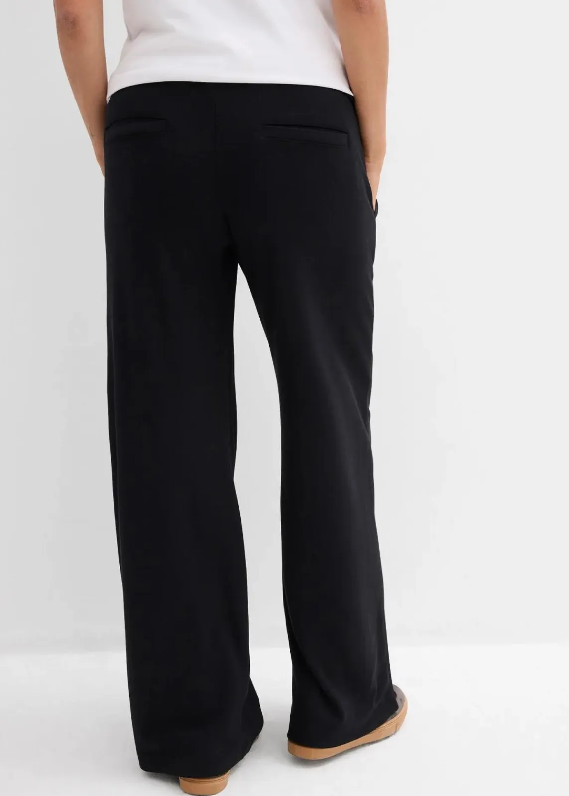 bonprix Bekleidung·Blazer|Umstandsmode^Weiche Umstandshose aus bequemen Punto di Roma, weites Bein schwarz