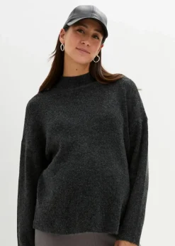 bonprix Bekleidung·Blazer|Nachhaltigere Materialien^Weicher Umstands-und Stillpullover mit Schlitz schwarz meliert