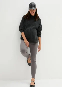 bonprix Bekleidung·Blazer|Nachhaltigere Materialien^Weicher Umstands-und Stillpullover mit Schlitz schwarz meliert