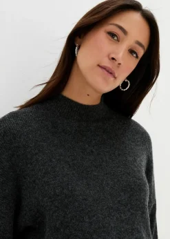 bonprix Bekleidung·Blazer|Nachhaltigere Materialien^Weicher Umstands-und Stillpullover mit Schlitz schwarz meliert