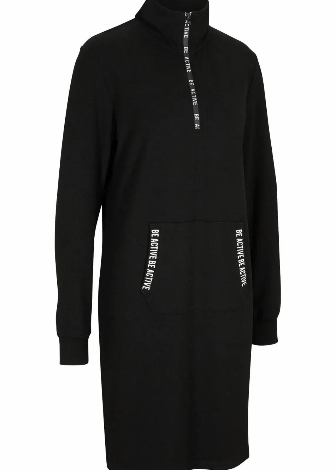 bonprix Bekleidung·Blusen & Tuniken|Bekleidung·Pullover & Strickjacken^Weiches Sweatkleid schwarz bedruckt