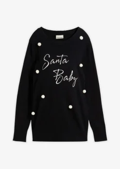bonprix Bekleidung·Blazer|Umstandsmode^weihnachtlicher Umstandspullover aus Bio-Baumwolle schwarz/wollweiß