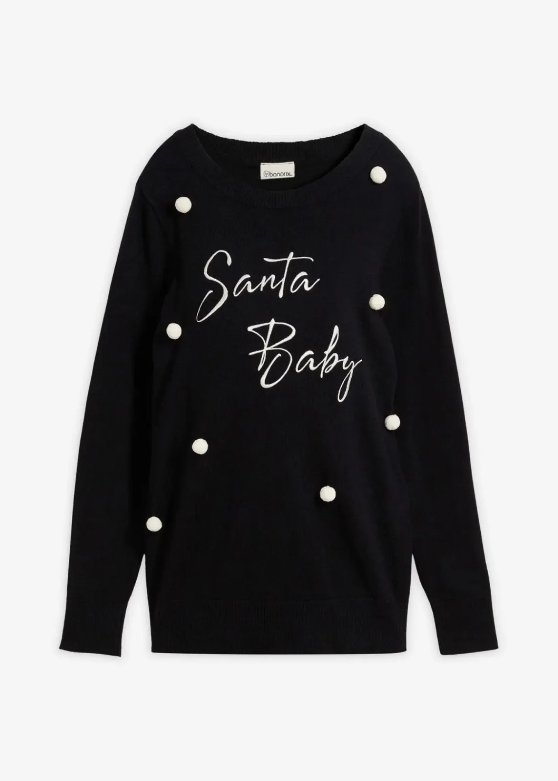 bonprix Bekleidung·Blazer|Umstandsmode^weihnachtlicher Umstandspullover aus Bio-Baumwolle schwarz/wollweiß